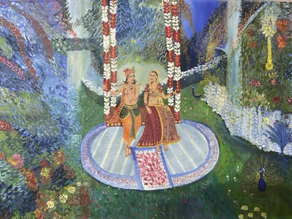 Radha Krishna in oil painting