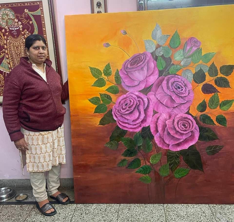 The roses oil painting on canvas