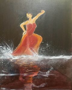dancer at sea shore painting