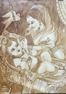 coffee painting yashoda krishna