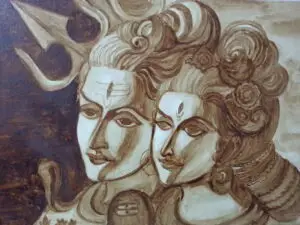 shiv parwati coffee painting