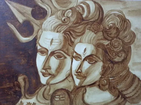 shiv parwati coffee painting