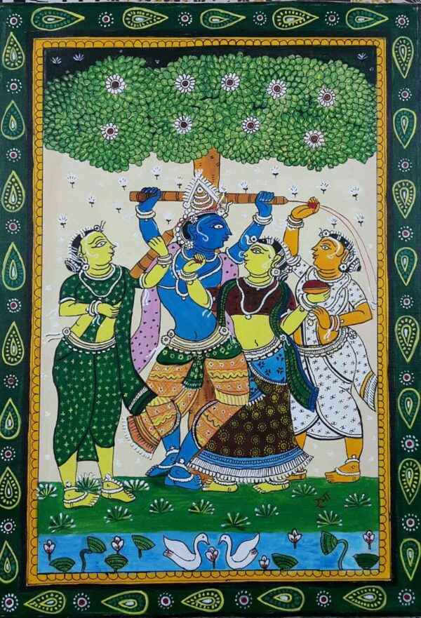 Radha Krishna Pattachitra painting