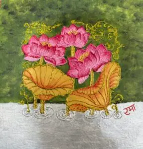 lotus acrylic painting on canvas