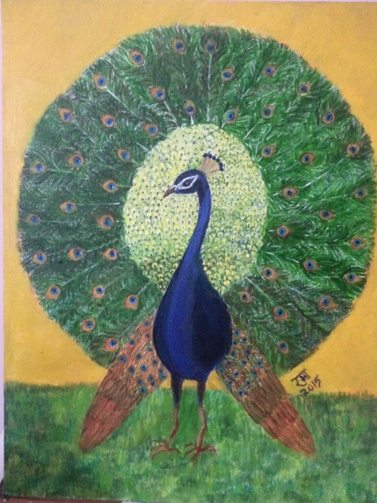 dancing peacock oil painting