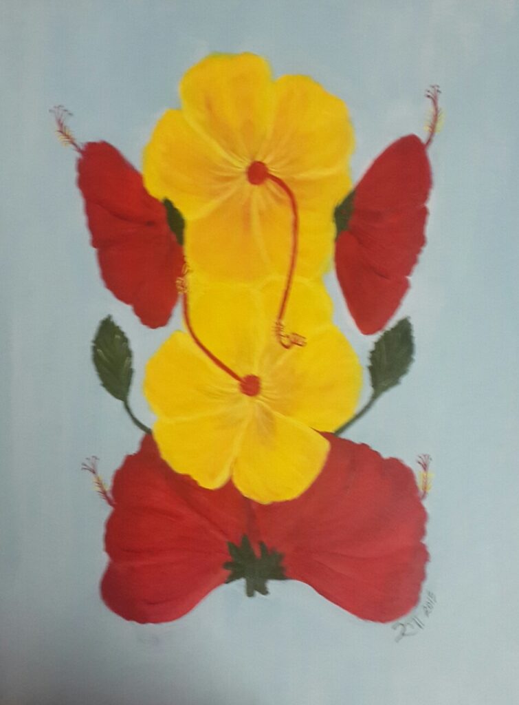 Floral ganesha oil painting