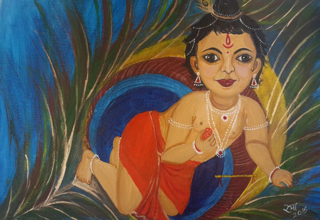 laddu gopal oil painting