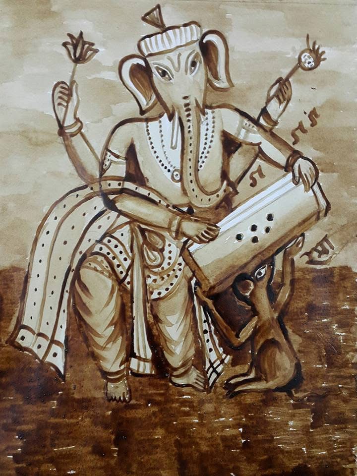 ganesha  coffee painting