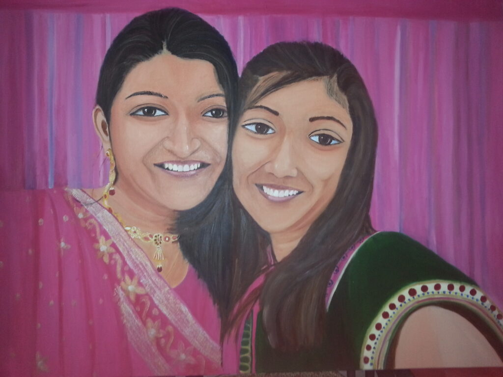 my daughters my treasure oil painting