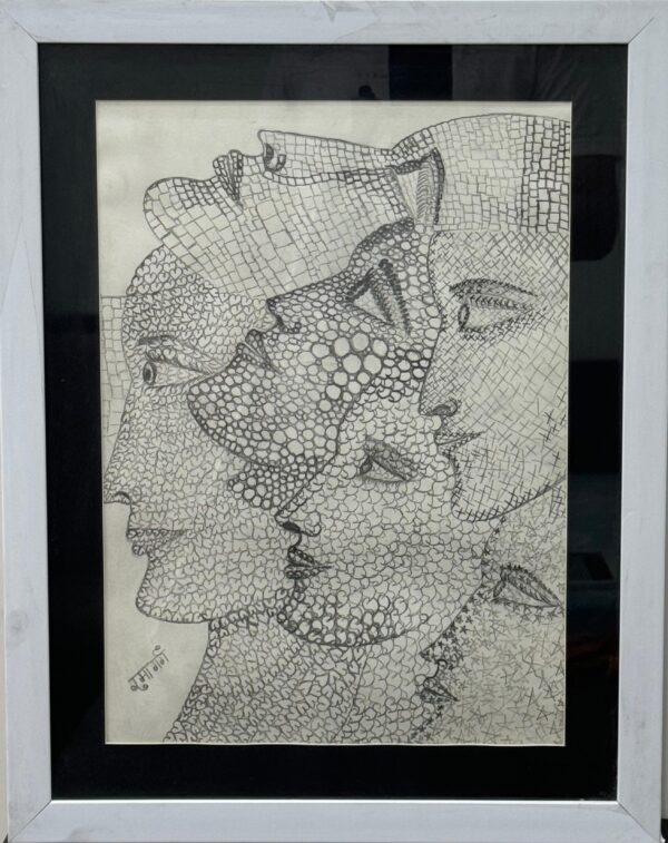 The interwoven souls charcoal painting