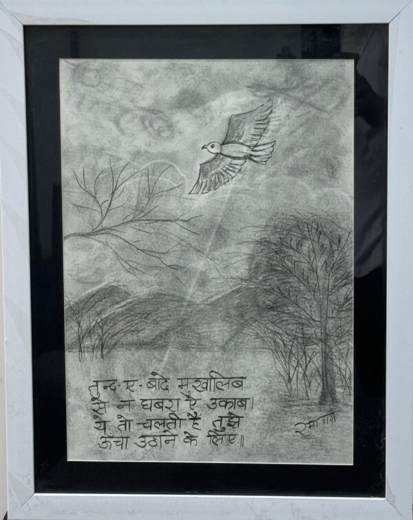 Soaring Through Adversity charcoal painting