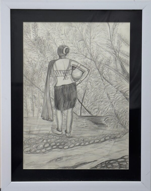 Solemn Journey charcoal painting